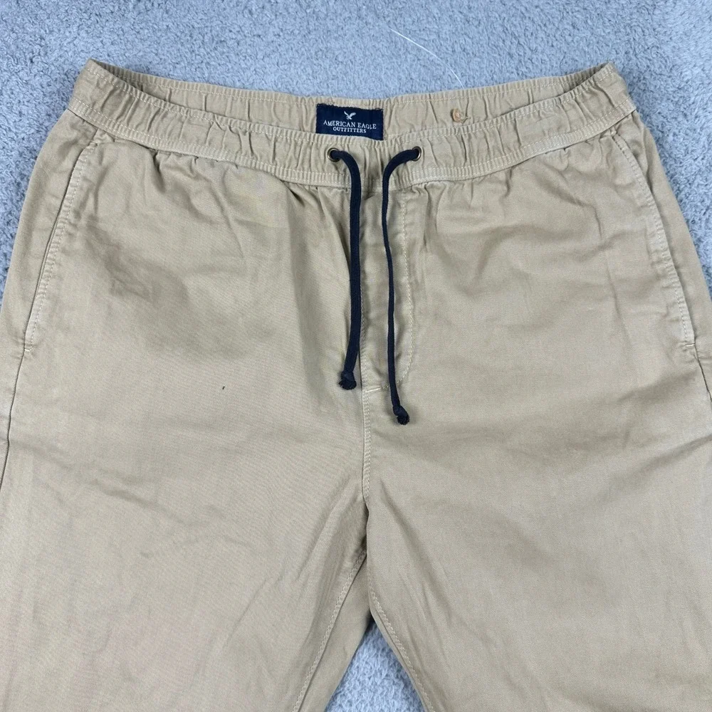 American Eagle Jogger Pants Mens‎ Medium Khaki Tan Cotton Twill Casual Lounge